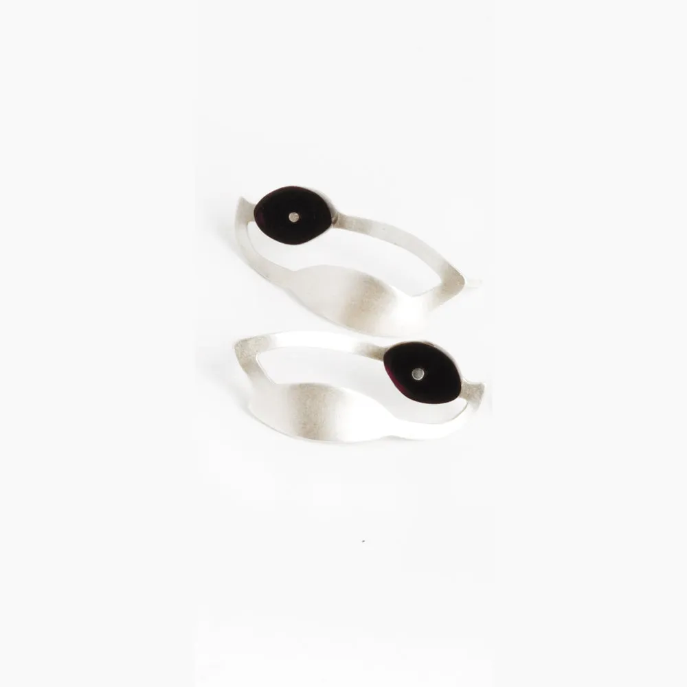 Seaweed Drop Earrings in Brushed Silver