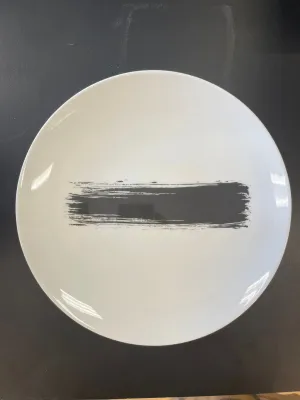 Set of 4 White dinner plate with black Design #12