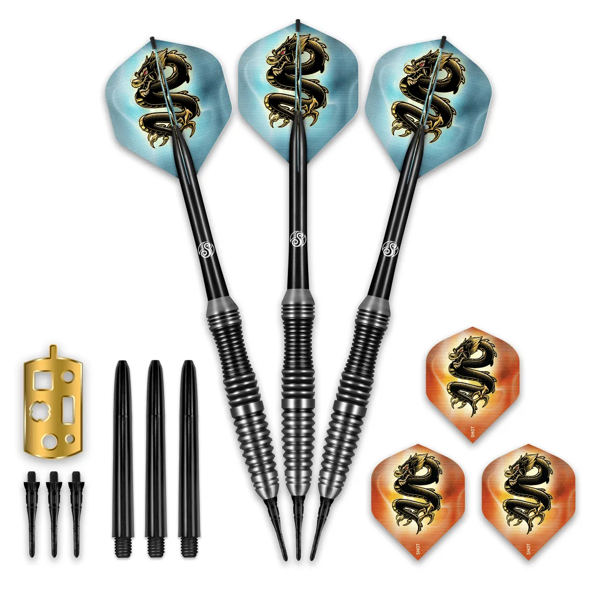 Shot Scimitar Soft  Tip Darts Set-Professional Stainless Steel