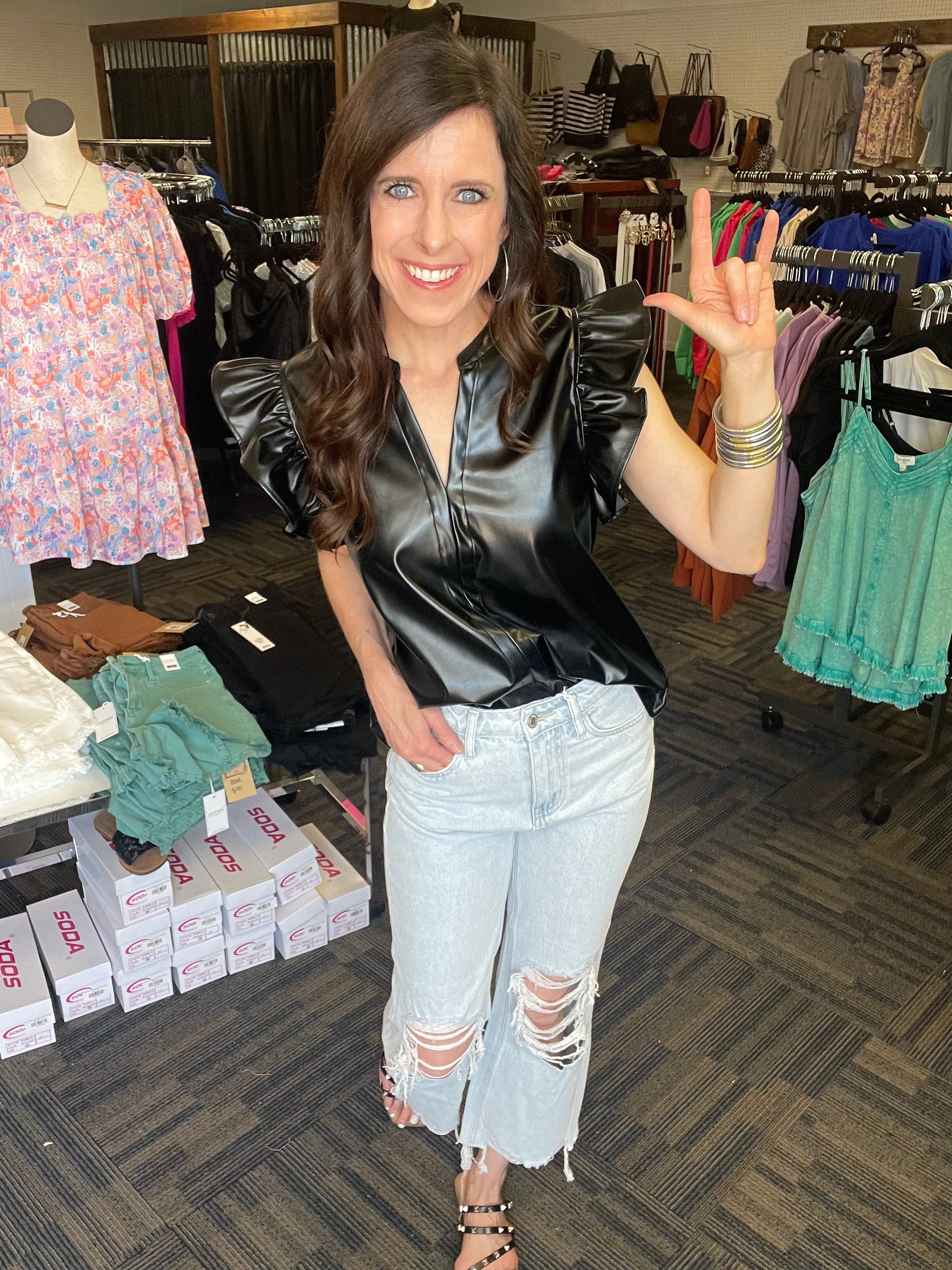 Show Your Style Faux Leather Top-Multiple Colors Available