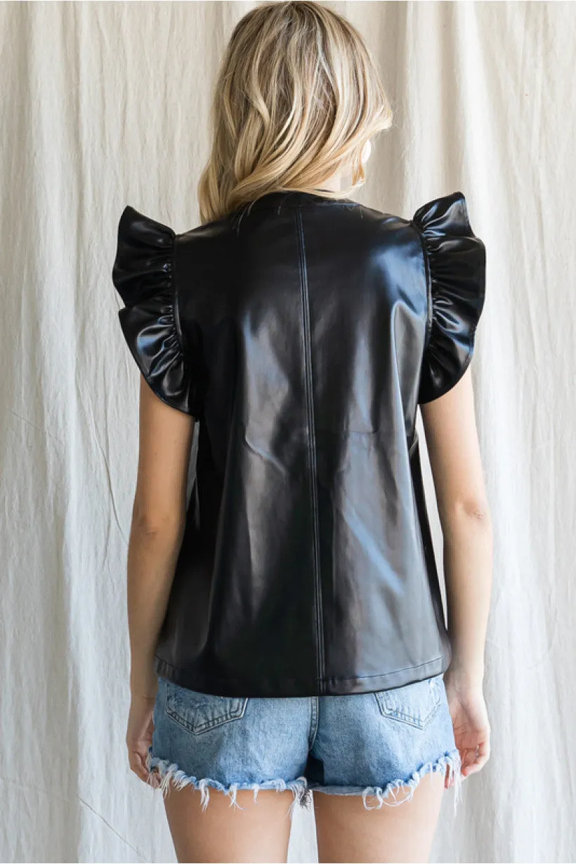 Show Your Style Faux Leather Top-Multiple Colors Available