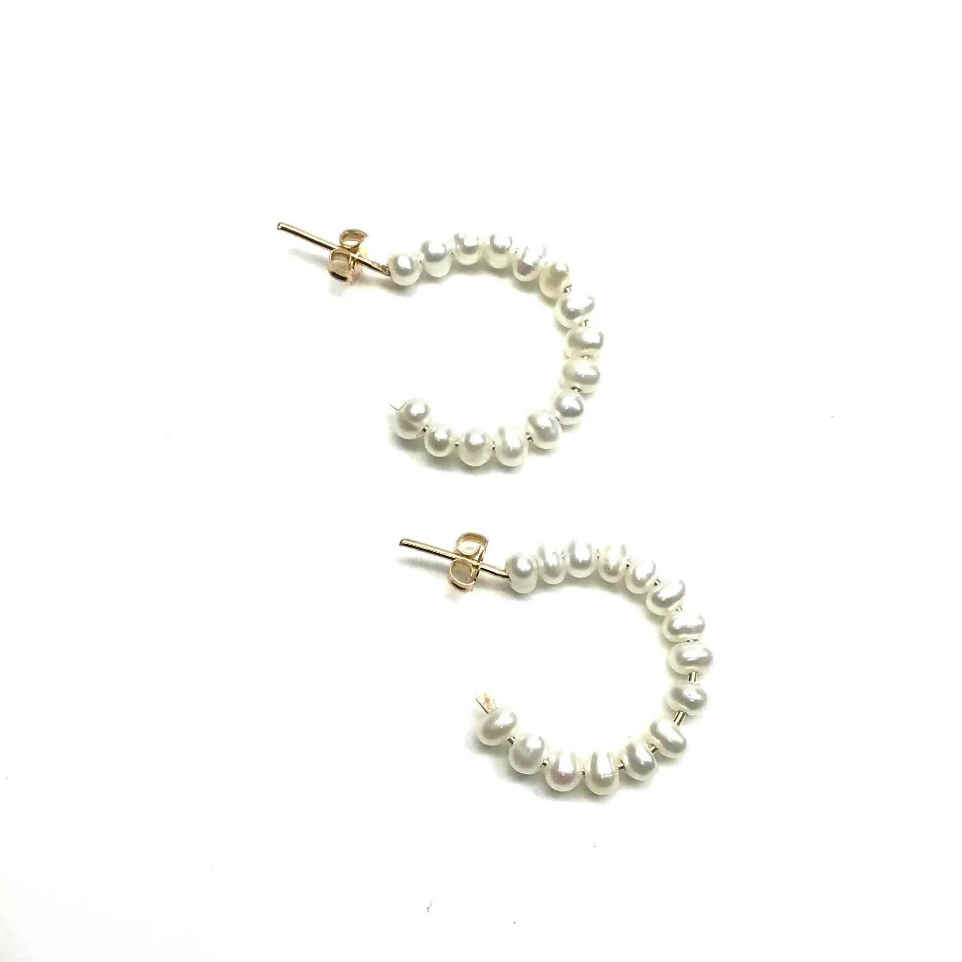 Silver Girl Medium Pearl Hoop