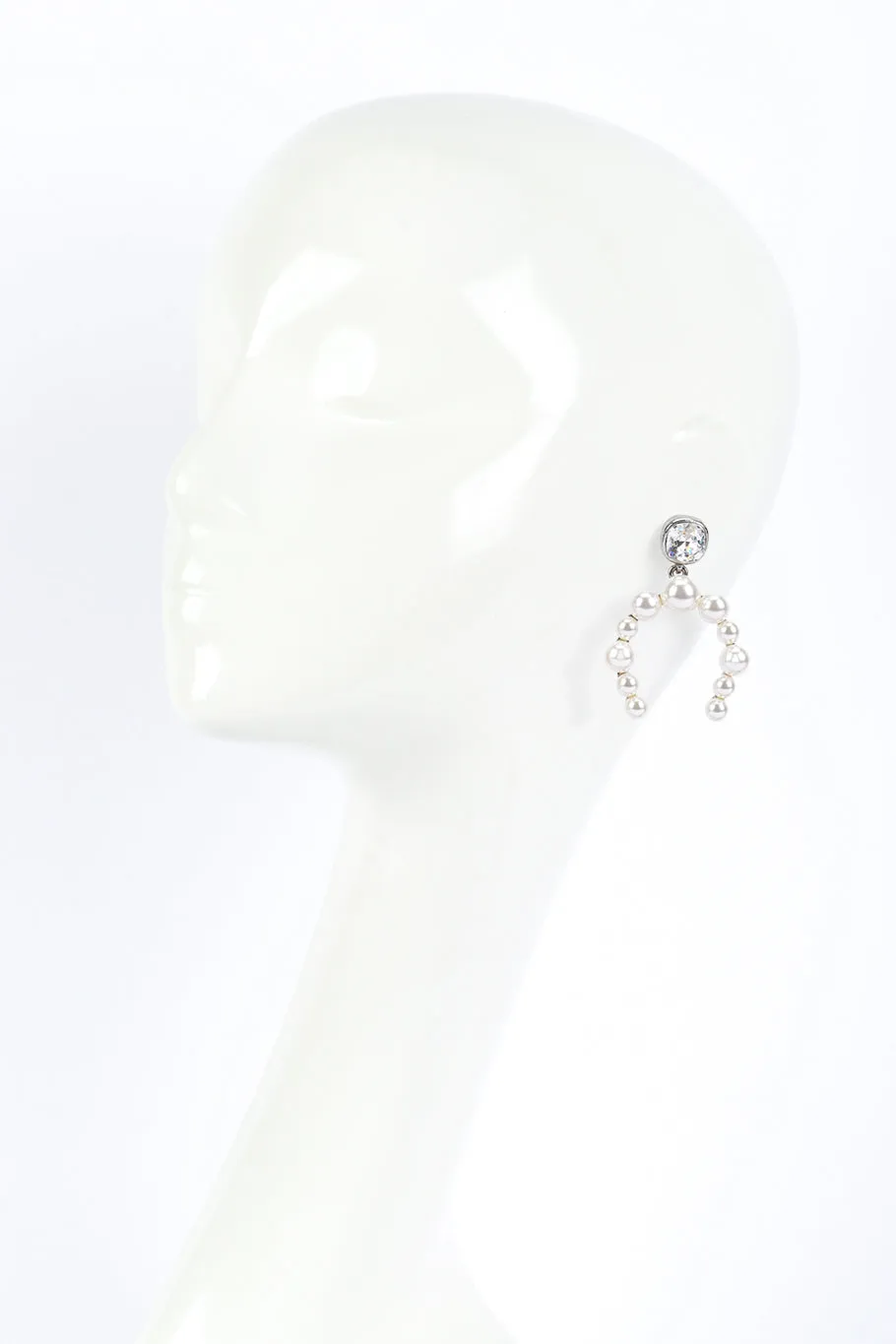 Silver Pearl Horseshoe Earrings
