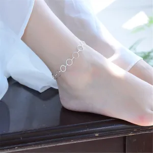 Silver-Plated Circle Link Anklet
