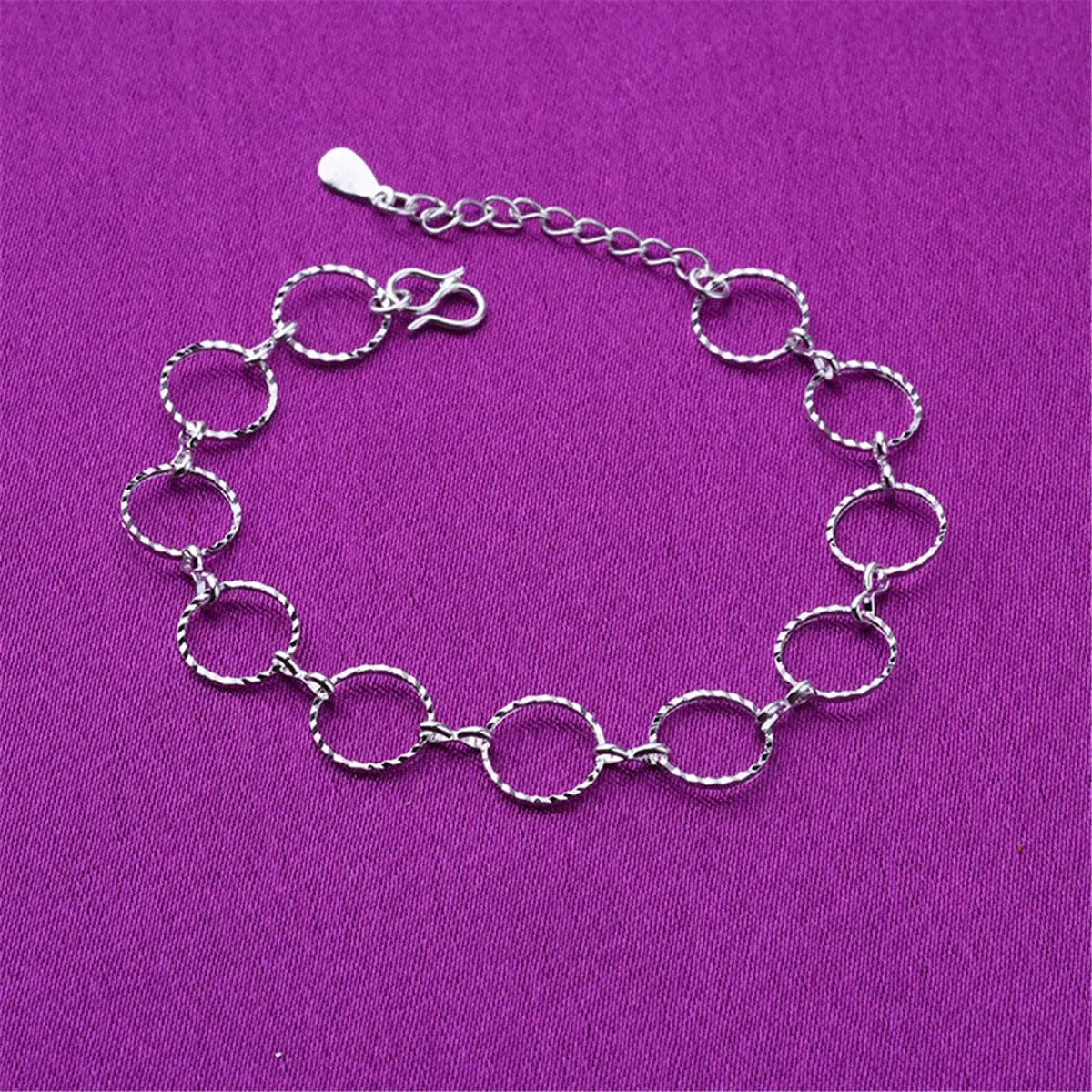 Silver-Plated Circle Link Anklet