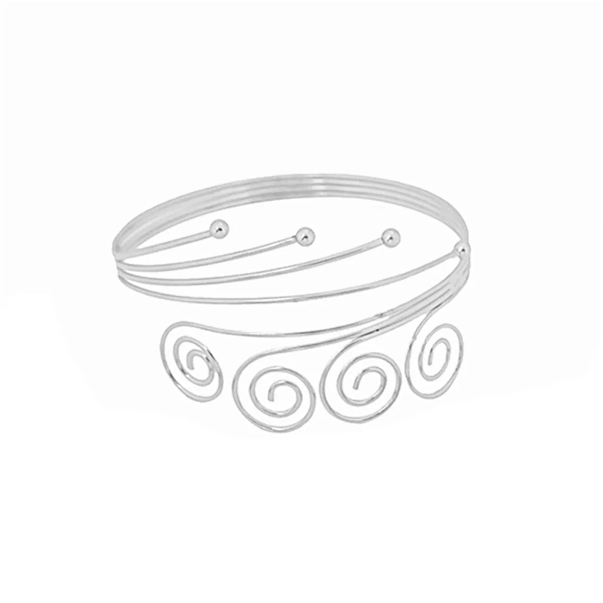 Silver-Plated Four-Swirl Arm Cuff
