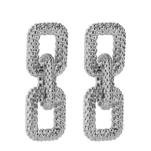 Silver-Plated Oversize Chain Link Drop Earrings