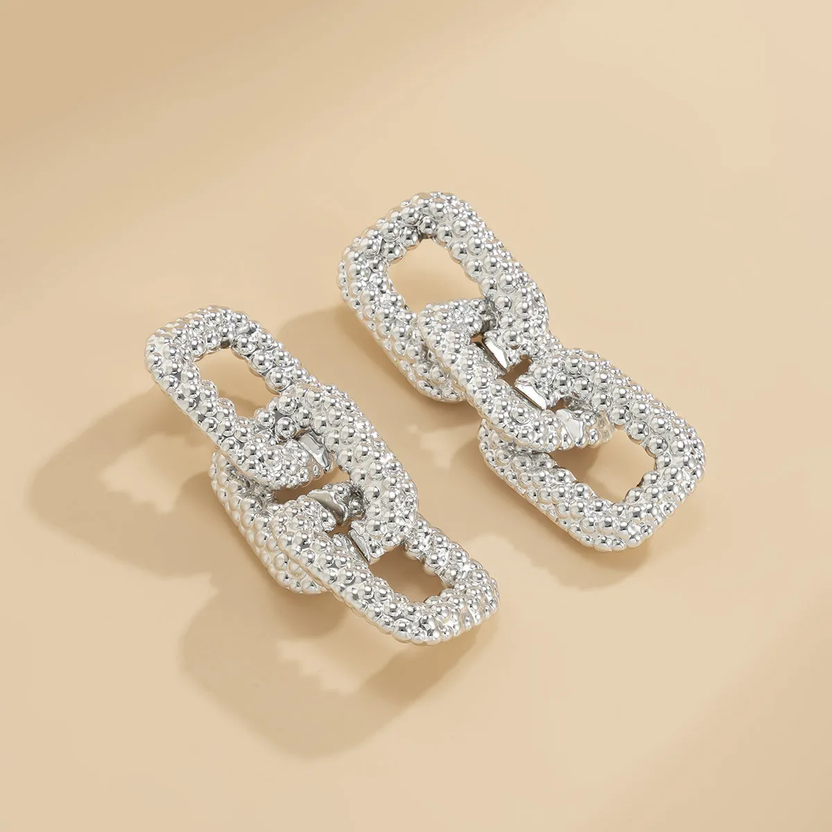Silver-Plated Oversize Chain Link Drop Earrings