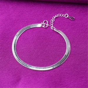 Silver-Plated Snake Chain Anklet