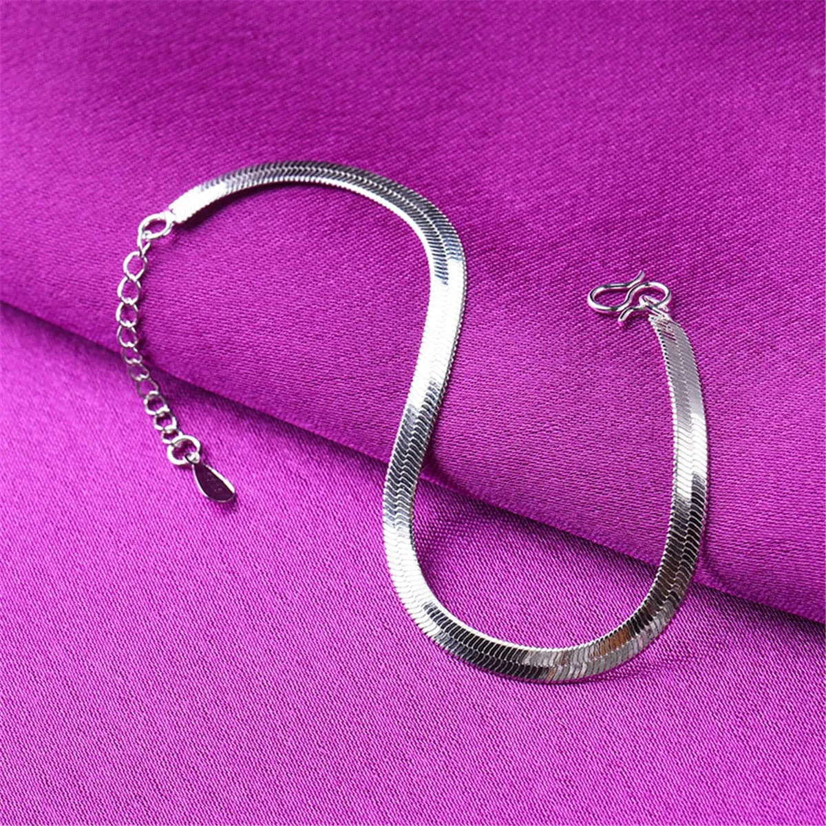 Silver-Plated Snake Chain Anklet