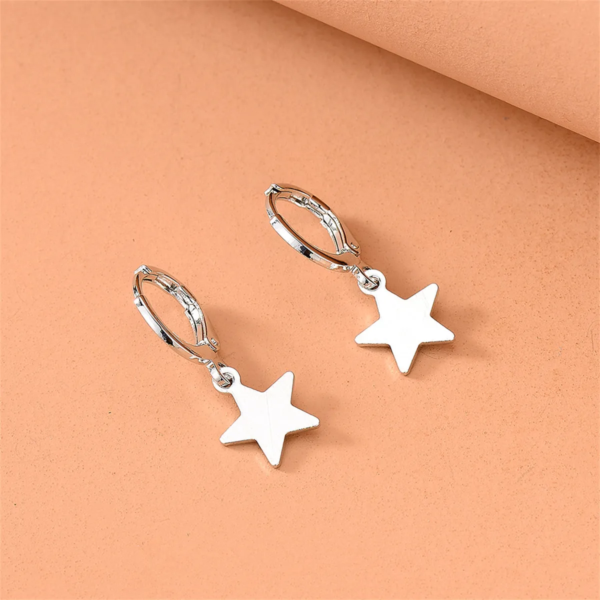 Silver-Plated Star Huggie Earrings