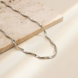 Silver-Plated Twisted Snake Chain Necklace