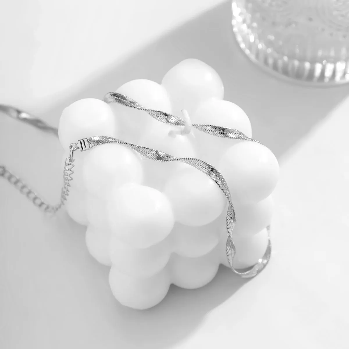 Silver-Plated Twisted Snake Chain Necklace