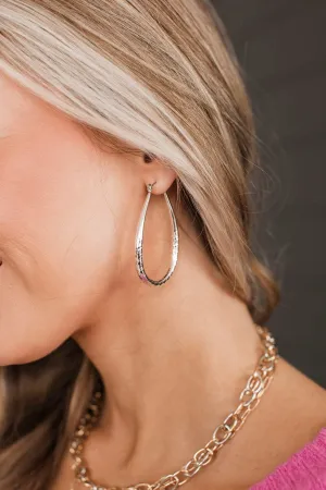 Simply Refined Teardrop Hoop Earrings- Silver