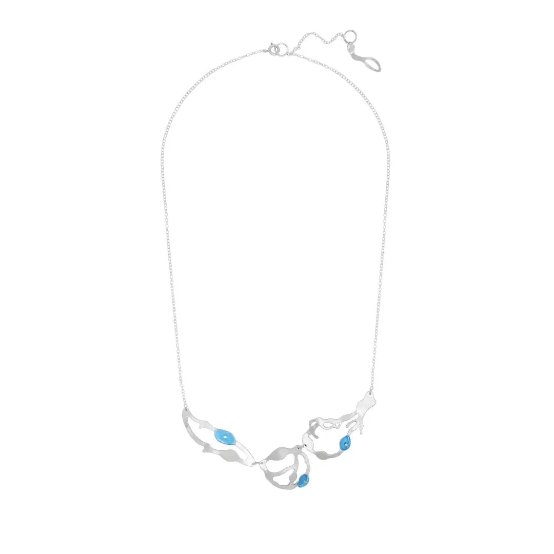 Small Seaweed Garland Necklace in Brushed Silver