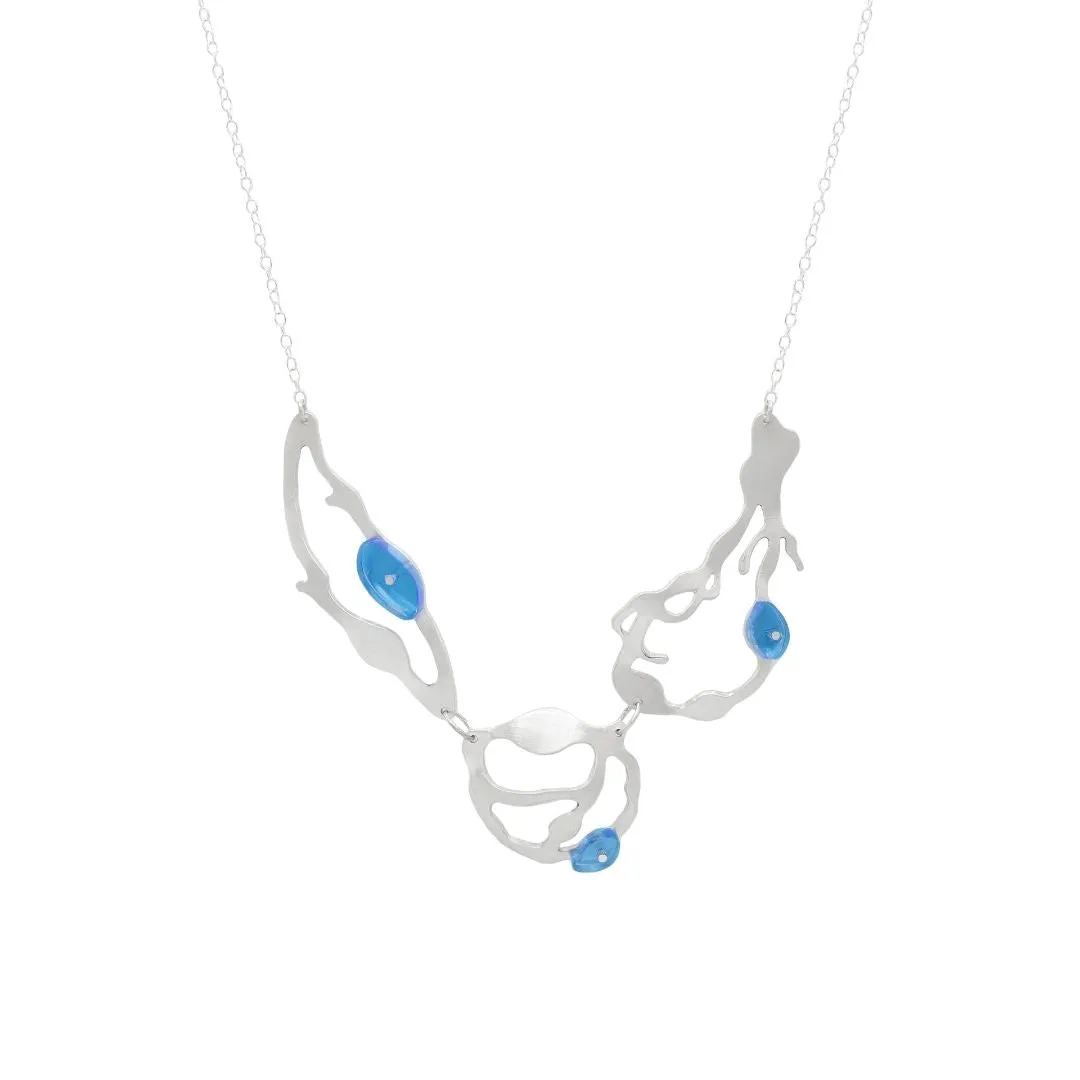 Small Seaweed Garland Necklace in Brushed Silver