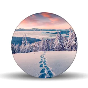 Snowy Footprints Glass Lazy Susan Table Spinner 17.75"
