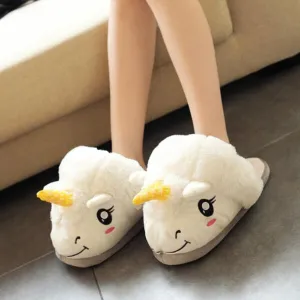 Soft Cozy Unicorn Women Home Slipper – White