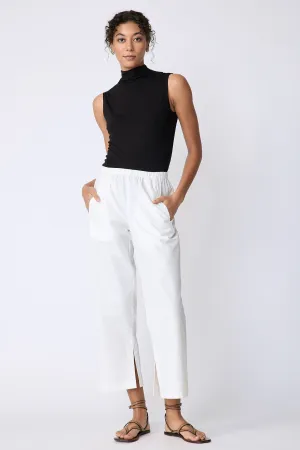Split Hem Capri - Ecru Broadcloth