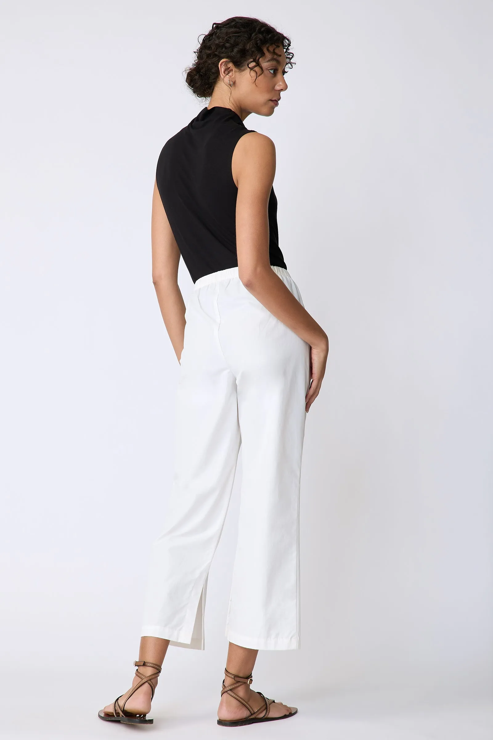 Split Hem Capri - Ecru Broadcloth