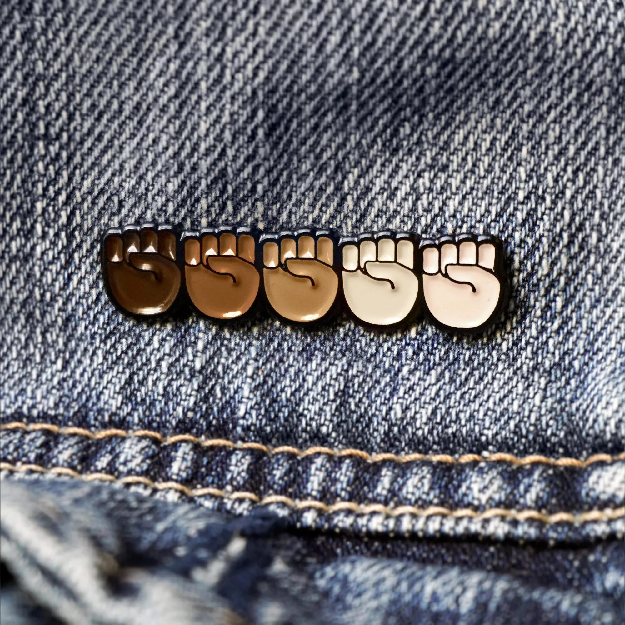 Stand Together Raised Fists Emoji Lapel Enamel Pin