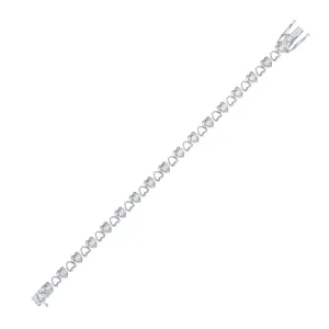 Sterling Silver Womens Round Diamond Heart Bracelet 1.00 Cttw