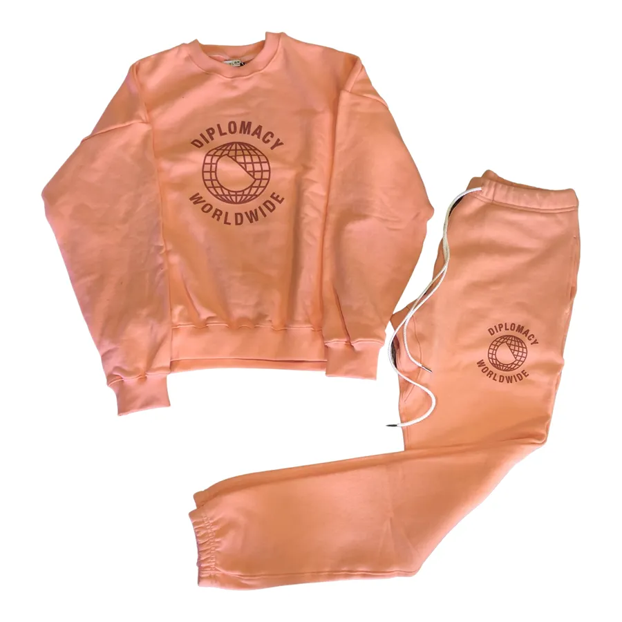 Streetwear Clothing Line: Diplomacy Worldwide - Peach Crewneck Sweatshirt