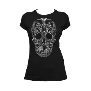 Sugar Skull Tattoo Skull Women's T-shirt (Black)