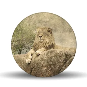 Textured Lion <br>Glass Table Spinner 17.75"