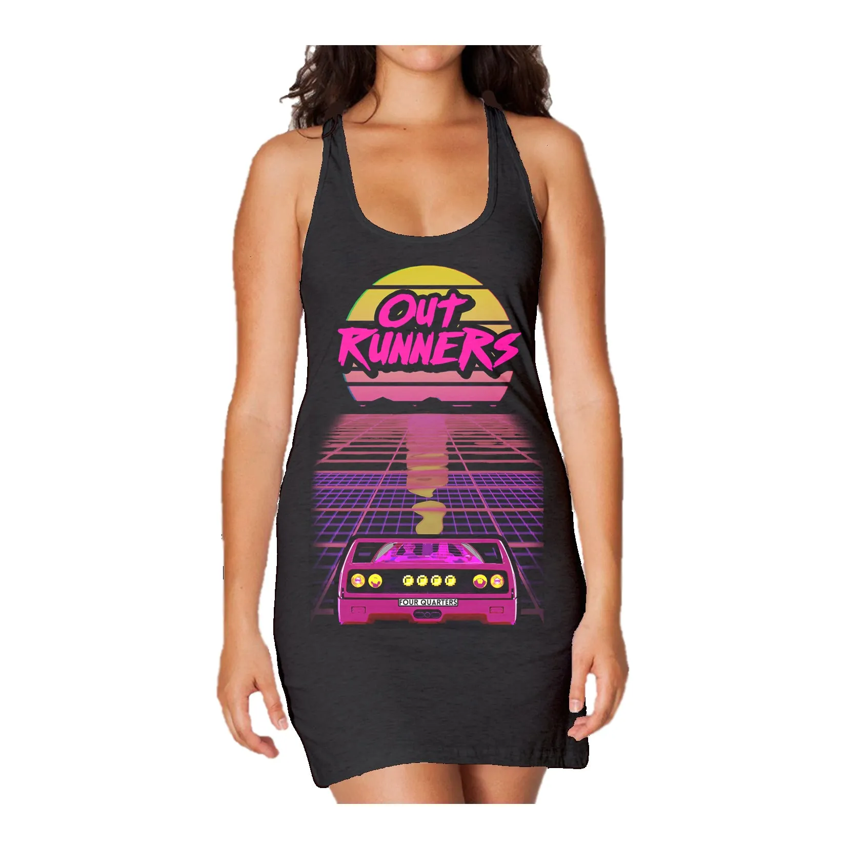 The Four Quarters Outrunners Flyer Official Women's Long Tank Dress (Black)
