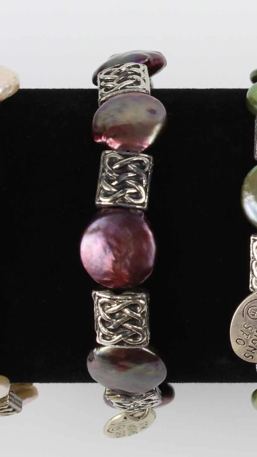 The Perfect Touch - Round Biwa Pearl and Pewter Bracelet