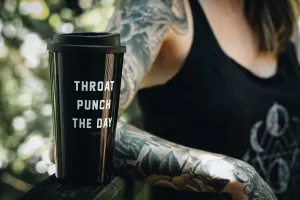 Throat Punch The Day – 17 oz Black Travel Mug