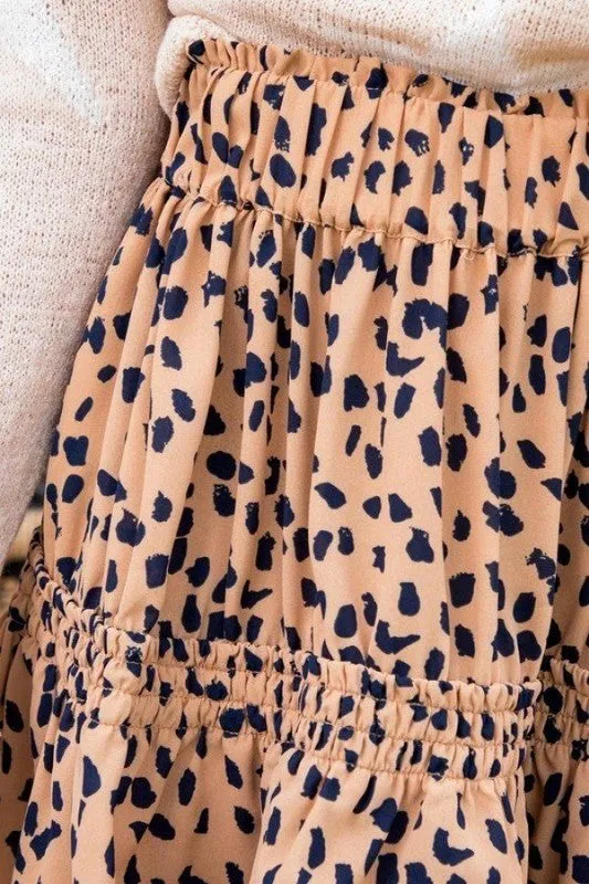 Tiered Leopard Print Skirt