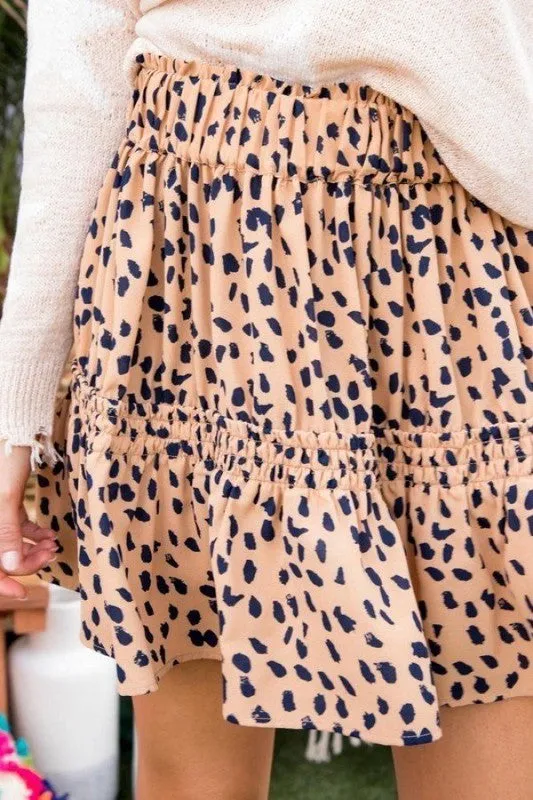 Tiered Leopard Print Skirt