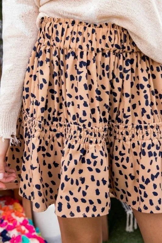 Tiered Leopard Print Skirt