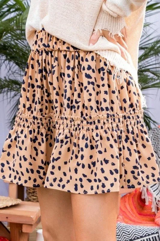 Tiered Leopard Print Skirt