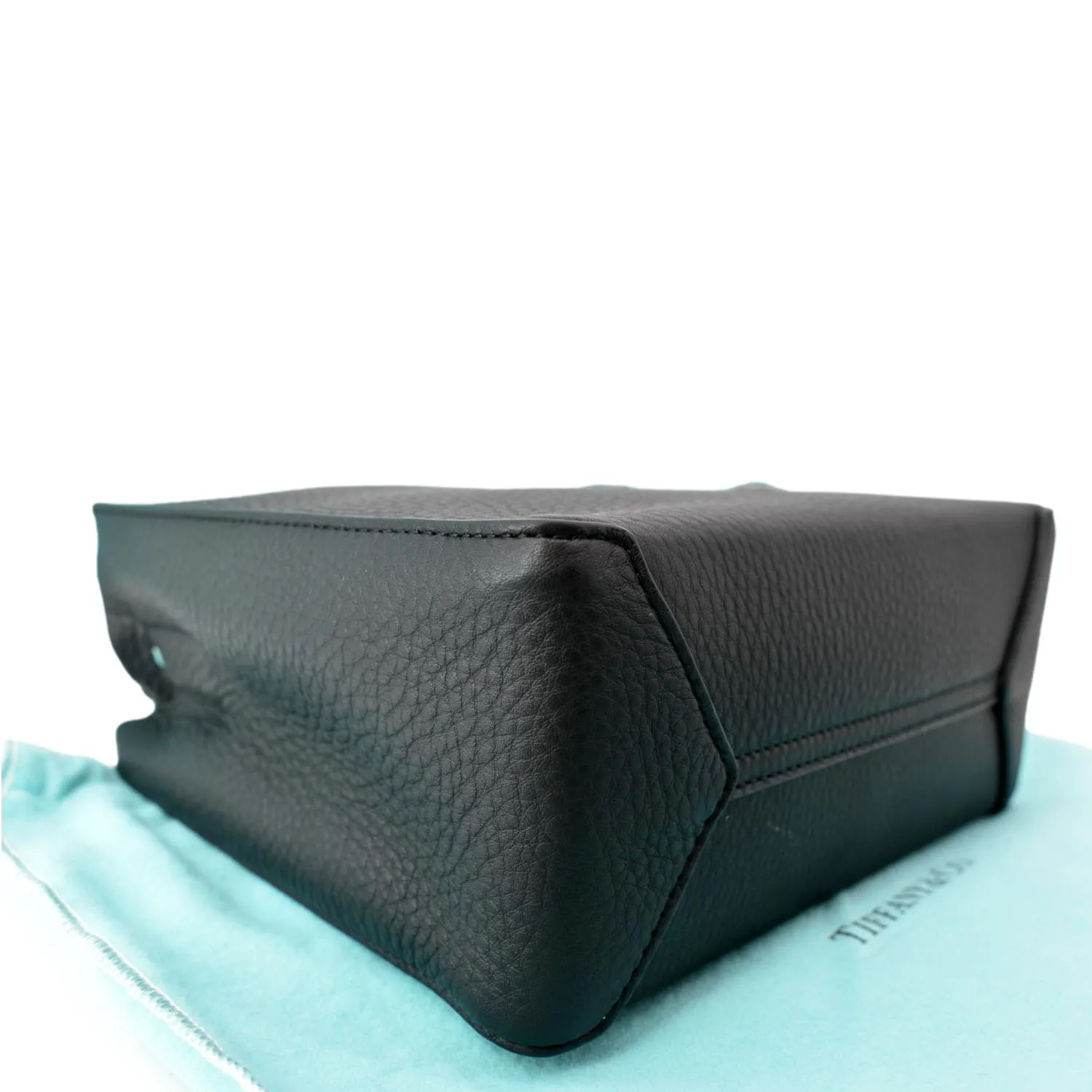 TIFFANY & CO Micro Grain Calfskin Leather Tote Bag Black