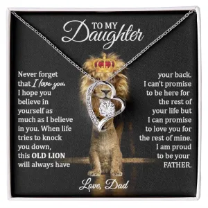 To Daughter (Love Dad) Beautiful 14k Gold Family Heart Necklace