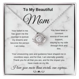 To My Beautiful Mom I Love You More Than Words Can Express Eternal Knot Necklace