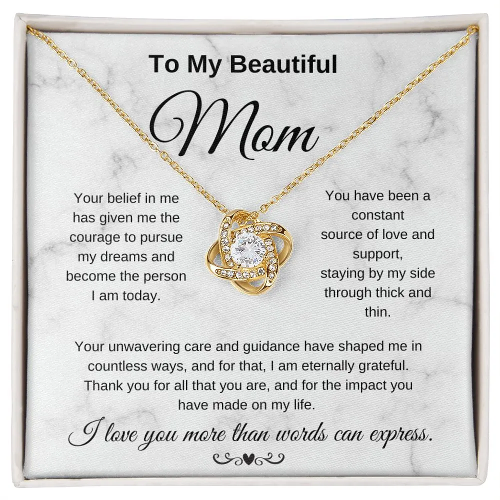 To My Beautiful Mom I Love You More Than Words Can Express Eternal Knot Necklace