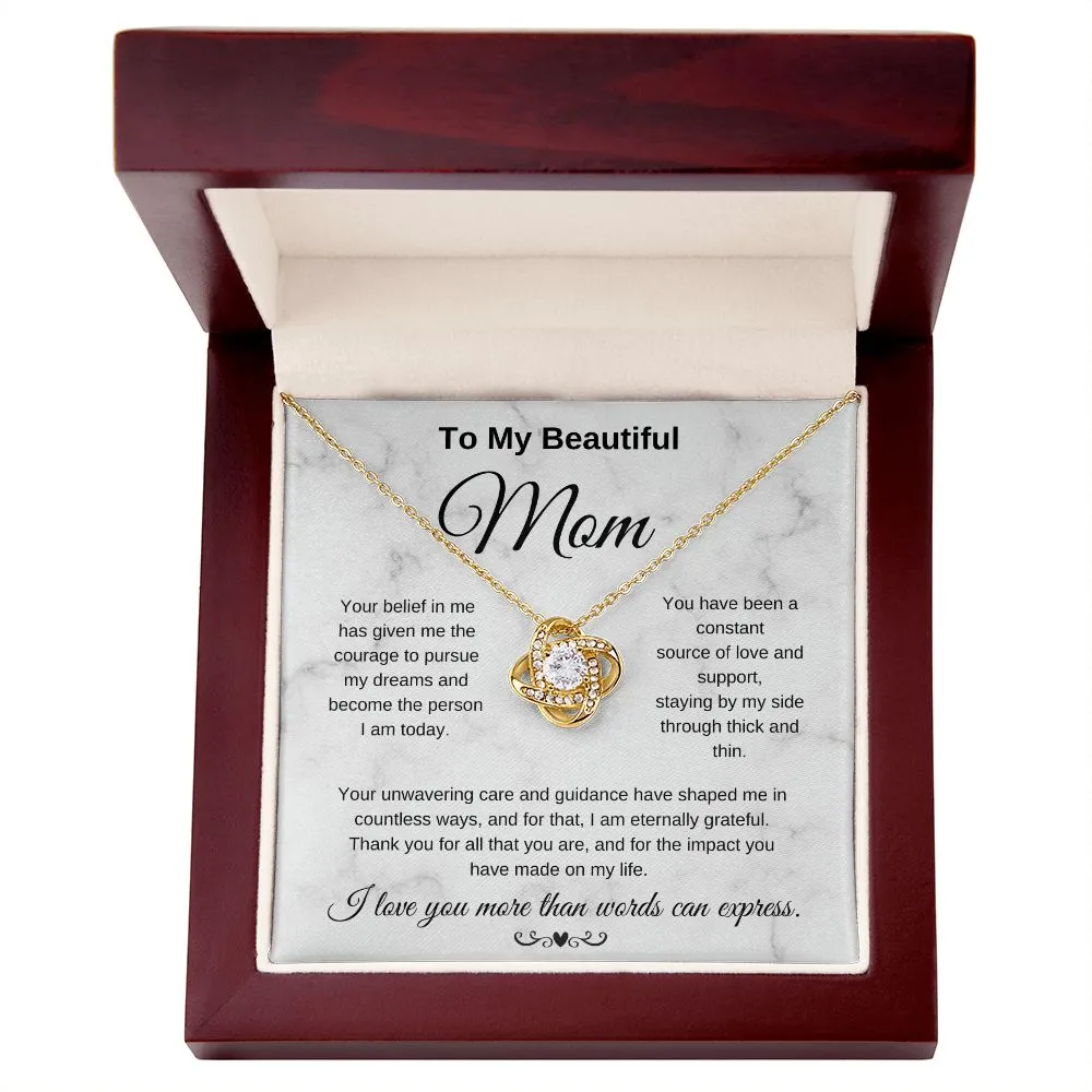 To My Beautiful Mom I Love You More Than Words Can Express Eternal Knot Necklace