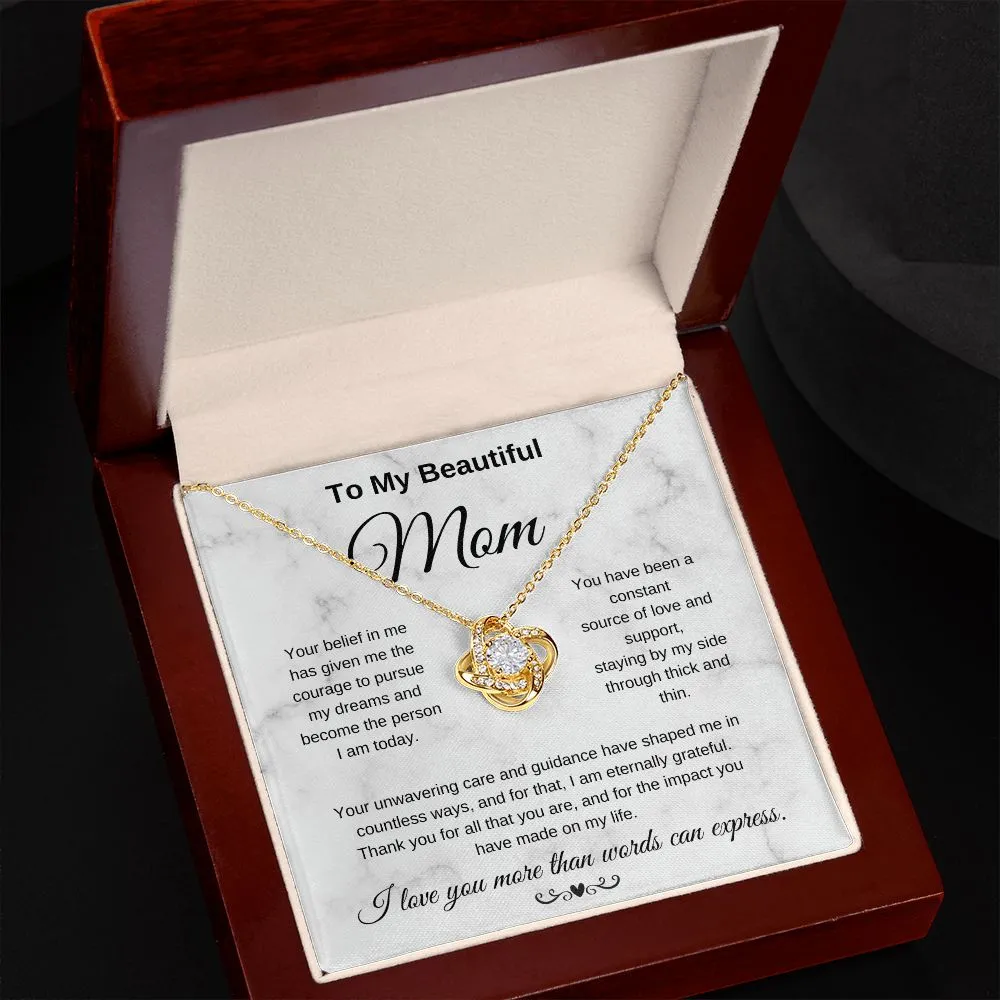 To My Beautiful Mom I Love You More Than Words Can Express Eternal Knot Necklace