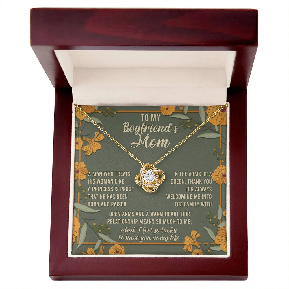 To My Boyfriend's Mom I Feel So Lucky To Have You In My Life Love Knot Necklace