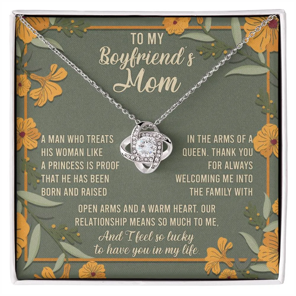 To My Boyfriend's Mom I Feel So Lucky To Have You In My Life Love Knot Necklace