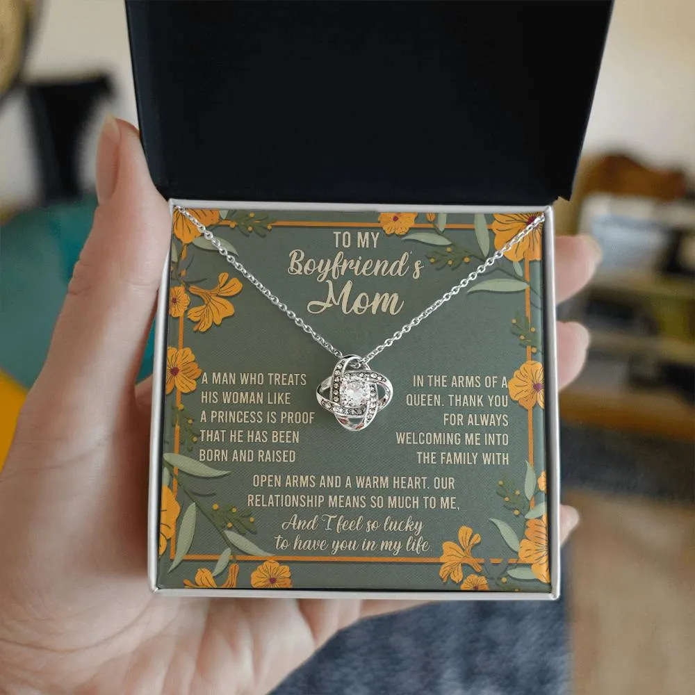 To My Boyfriend's Mom I Feel So Lucky To Have You In My Life Love Knot Necklace