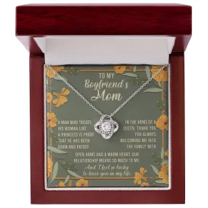 To My Boyfriend's Mom I Feel So Lucky To Have You In My Life Love Knot Necklace