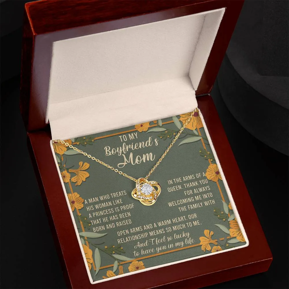 To My Boyfriend's Mom I Feel So Lucky To Have You In My Life Love Knot Necklace