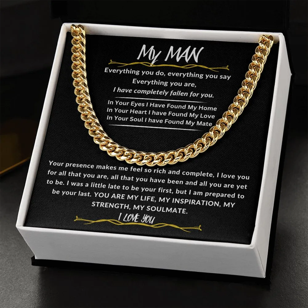 To My Man Cuban Link Chain Gift For Husband, Boyfriend, Partner