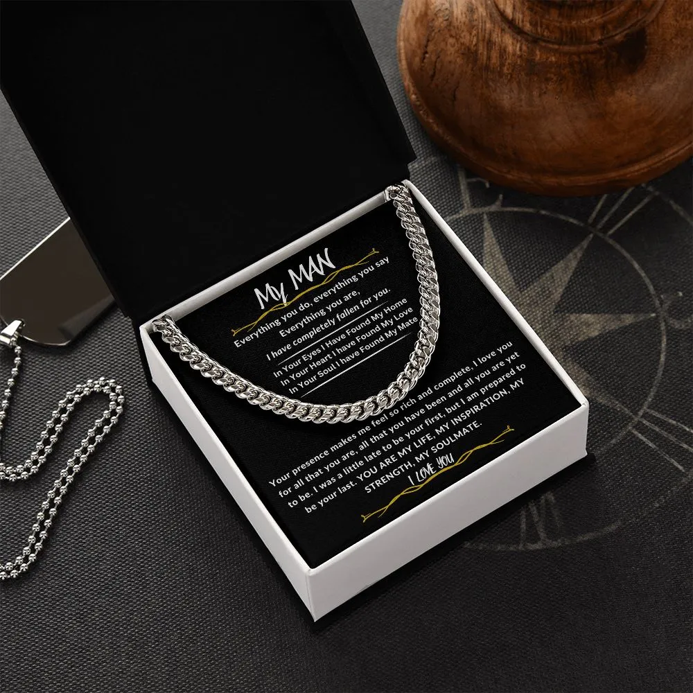 To My Man Cuban Link Chain Gift For Husband, Boyfriend, Partner