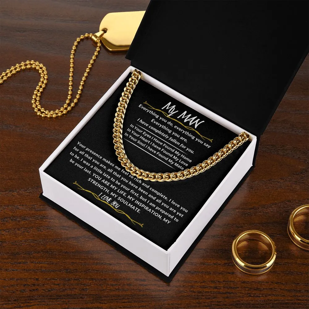 To My Man Cuban Link Chain Gift For Husband, Boyfriend, Partner